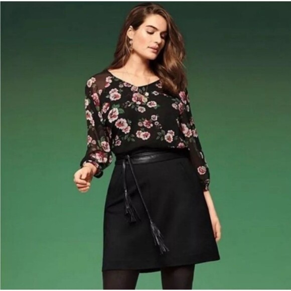 Cabi Blouse Womens Medium Garden Floral 3/4 Sleeve Sheer - Picture 10 of 11